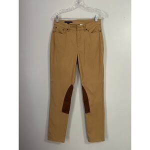 Brooks Brothers Leather Patch Tapered Pants Womens Size 6 Camel